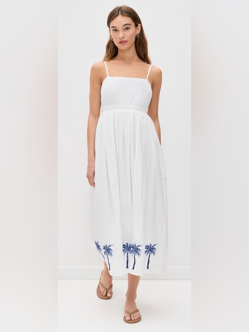 MINKPINK White Palm-Embroidered Midi Sundress